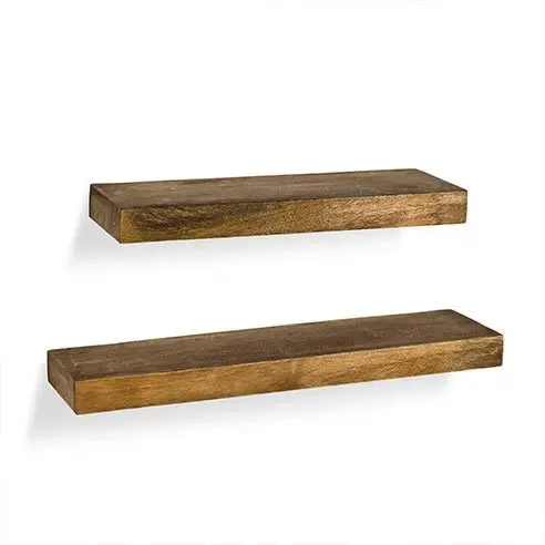 Wood Natural Wall Shelves Set of 2