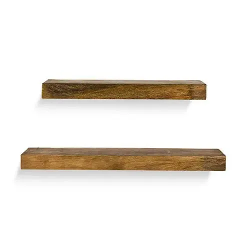 Wood Natural Wall Shelves Set of 2