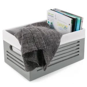 Wooden Gray Storage Bins - Medium