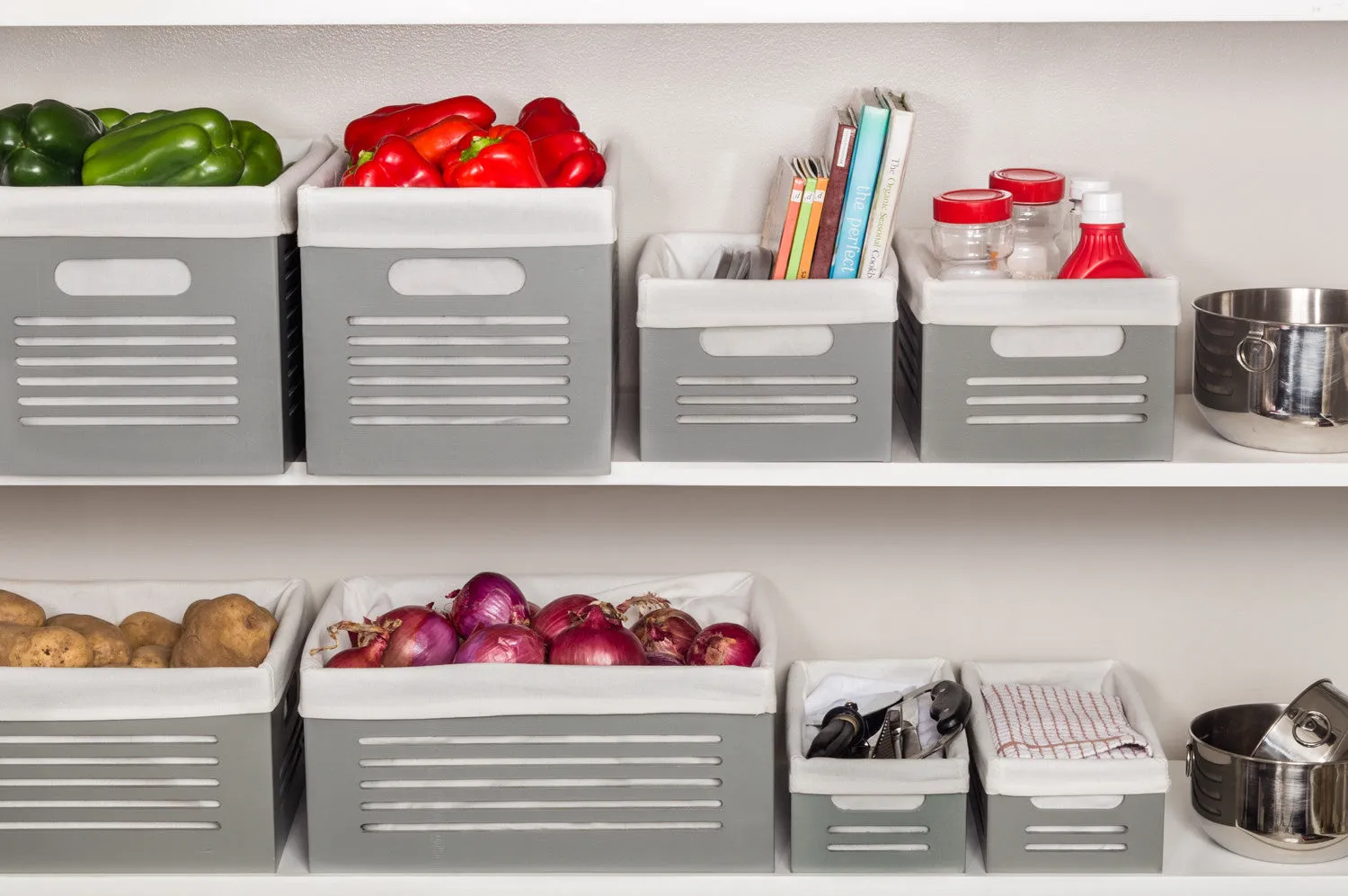 Wooden Gray Storage Bins - Medium