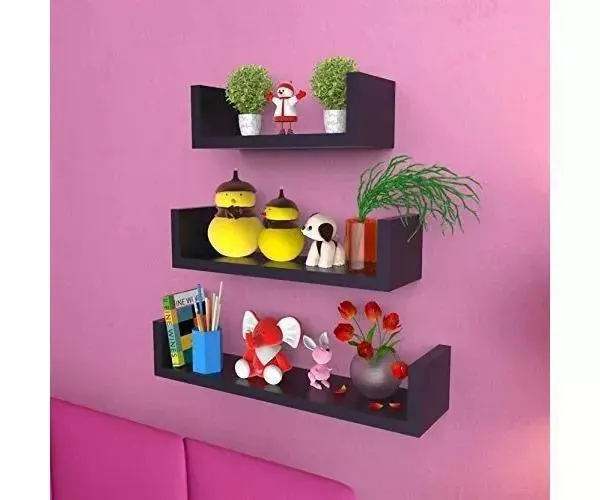 Wooden Handicraft Wall Decor Designer Wall Shelf Pack of 3