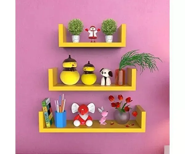 Wooden Handicraft Wall Decor Designer Wall Shelf Pack of 3