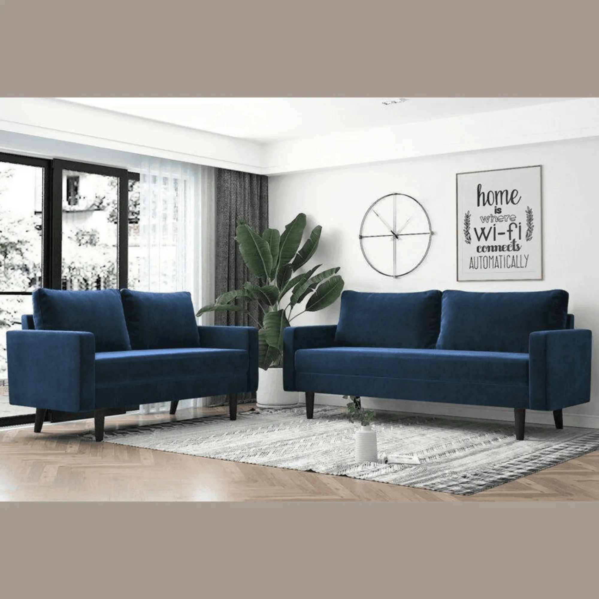 Wooden Twist Allay Designer Handmade Velvet Fabric Solid Wood Soft & Comfortable Sofa Set