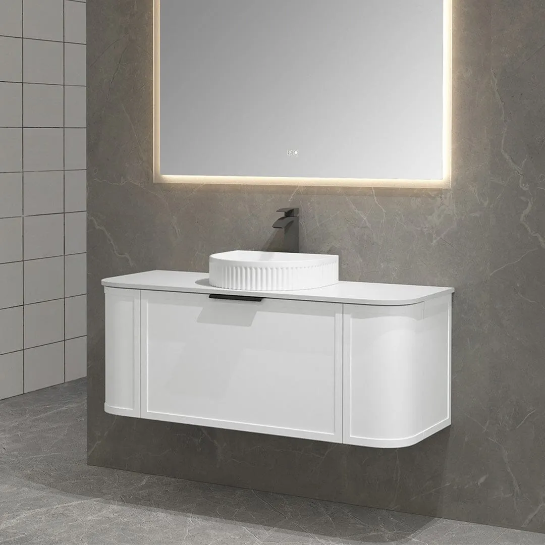 York 1200mm Curved Wall Hung Vanity Matte White