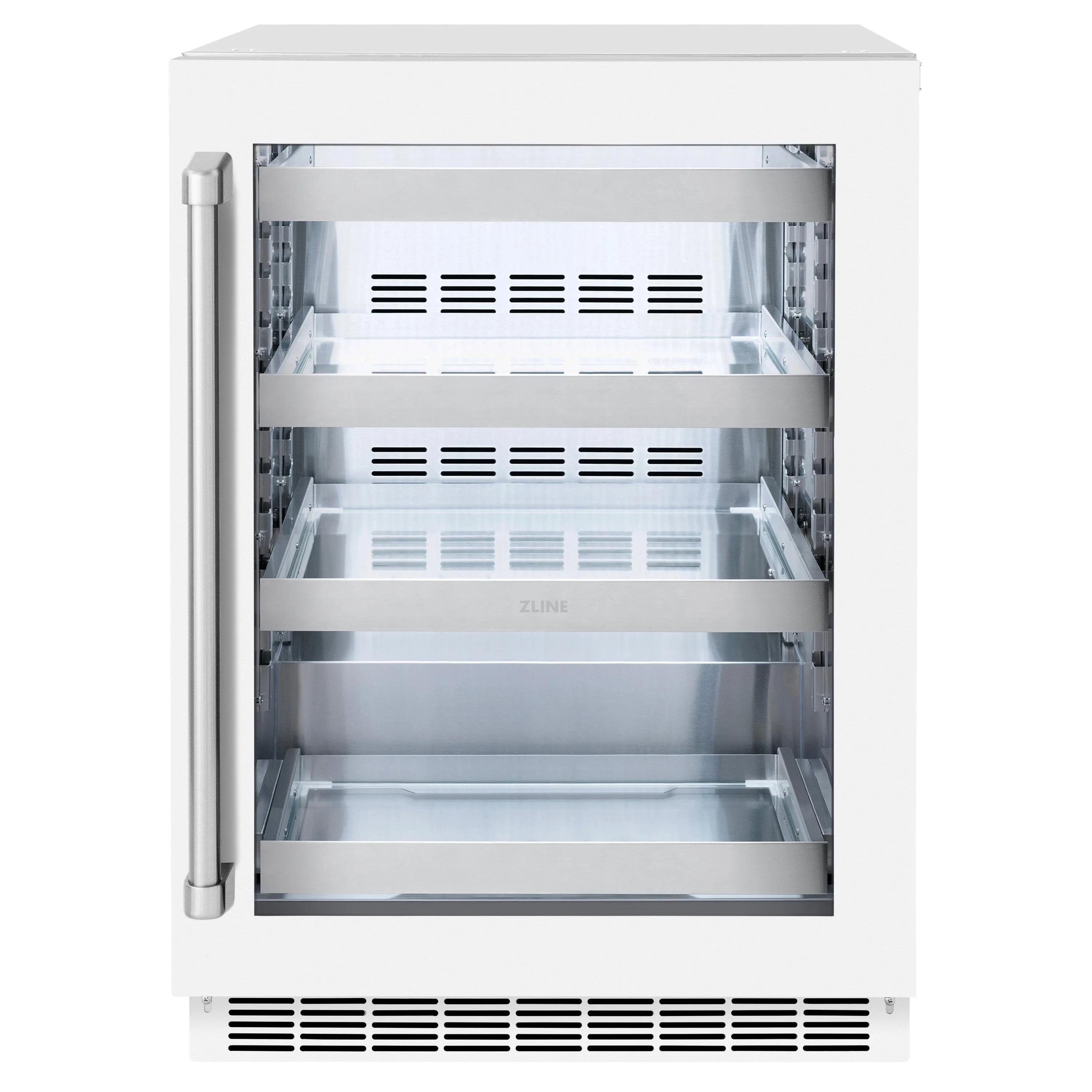 ZLINE 24 in. Touchstone 151 Can Beverage Fridge With White Matte Glass Door (RBSO-WM-24)